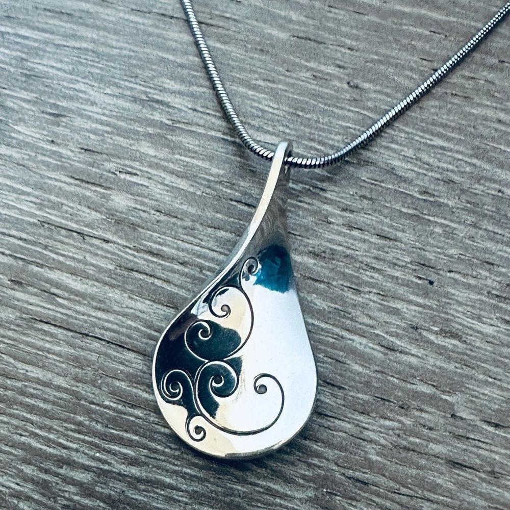 Brighton Silver Scroll Teardrop Pendant Necklace